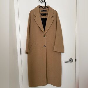 Zara Women’s Wool Blend Trench Coat Tan Beige Color Size Small